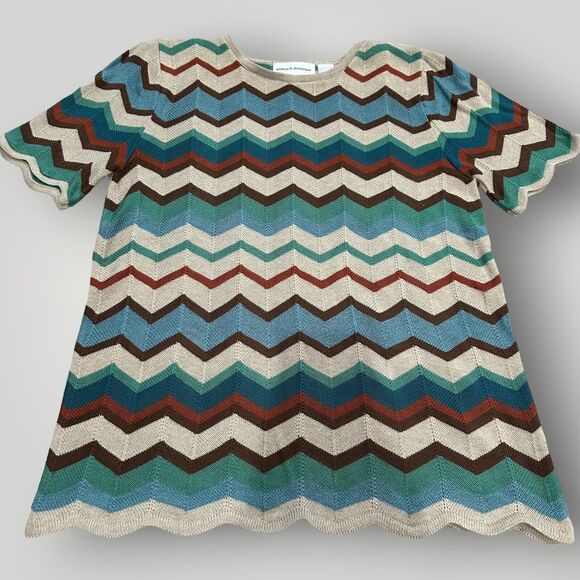 Alfred Dunner Women's S Multicolor Chevron Striped Short Sleeve Lightweight Top - Picture 1 of 11